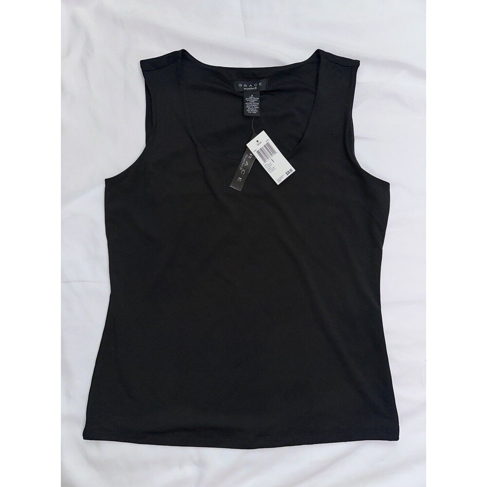 NWT GRACE Sleeveless Stretch Dressy Career Tank Top S Black